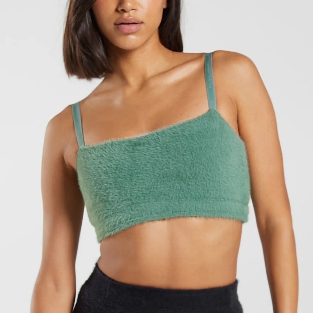 Gym Shark Whitney Eyelash Knit Bandeau in Leaf Green Size Large